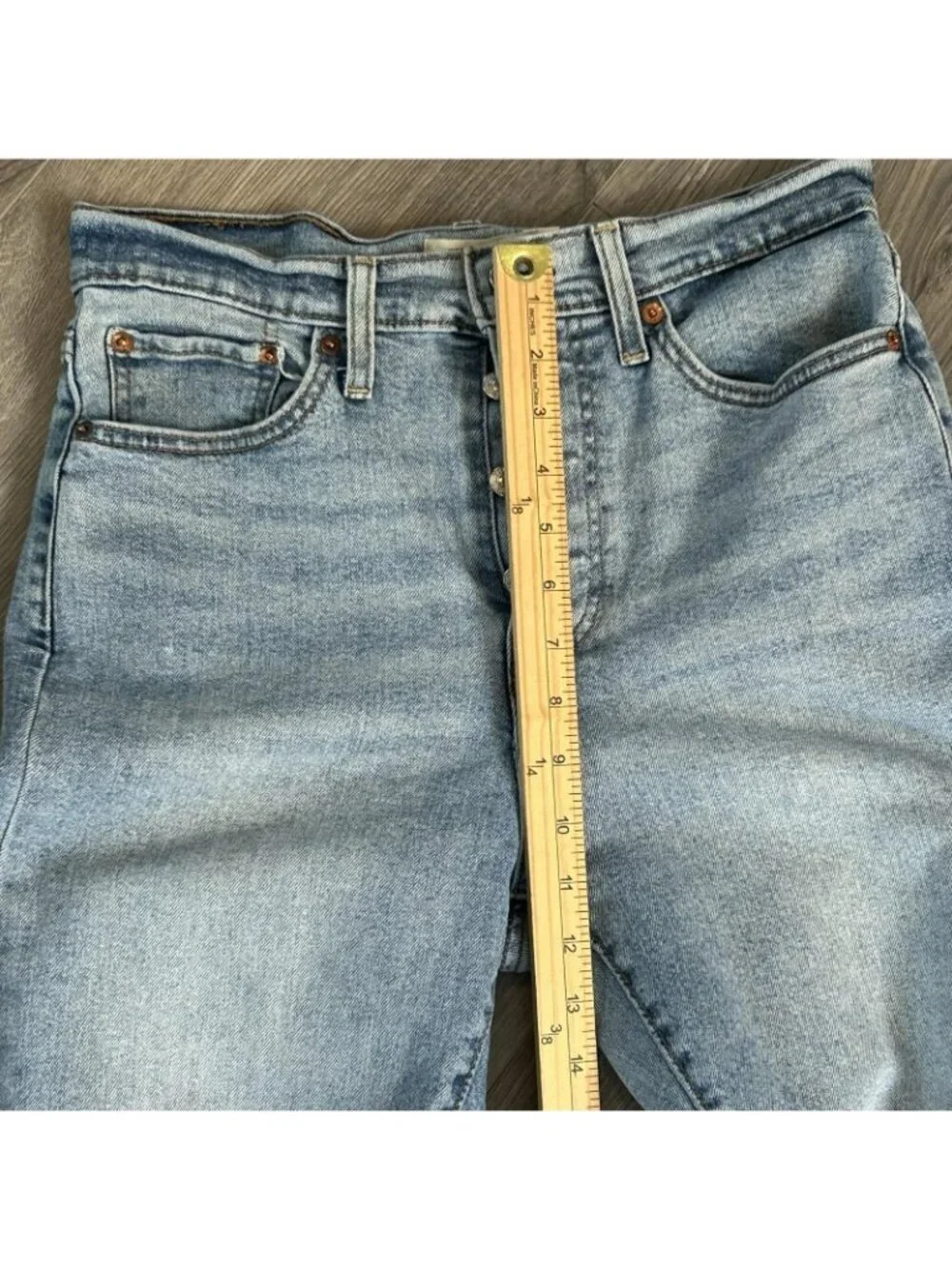 Levi's Wedgie Straight Jeans Womens 30 Light Wash High Rise Distressed Denim - Picture 14 of 16